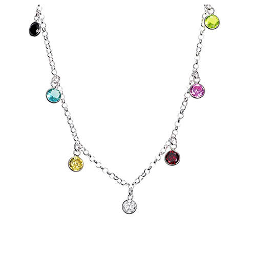Personalized birthstone jewelry sterling silver colorful zircon pendant necklace wholesale